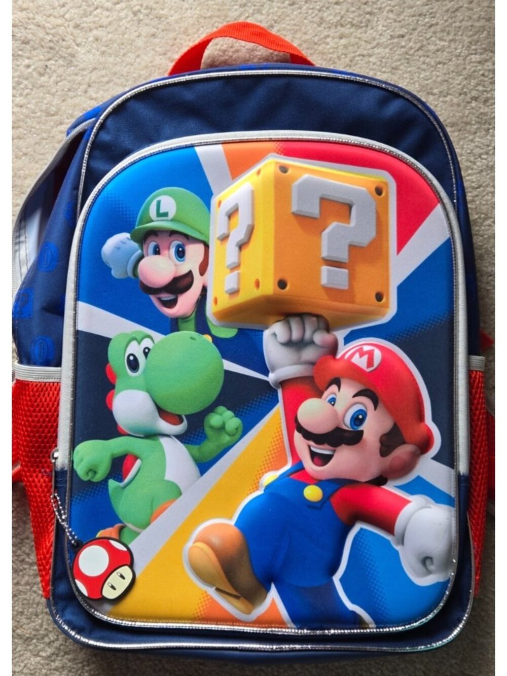 Super Mario Bros  Backpack Book Bag Raised Relief Luigi Yoshi Question Block